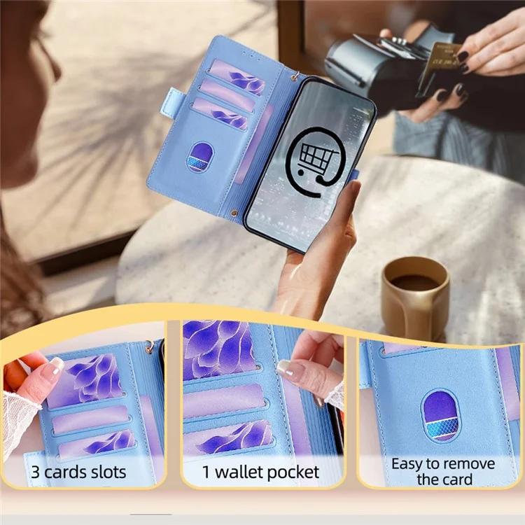 Für iPhone 15 Pro Lederetui RFID-blockierender schützender Wallet-Handyhülle - Blau