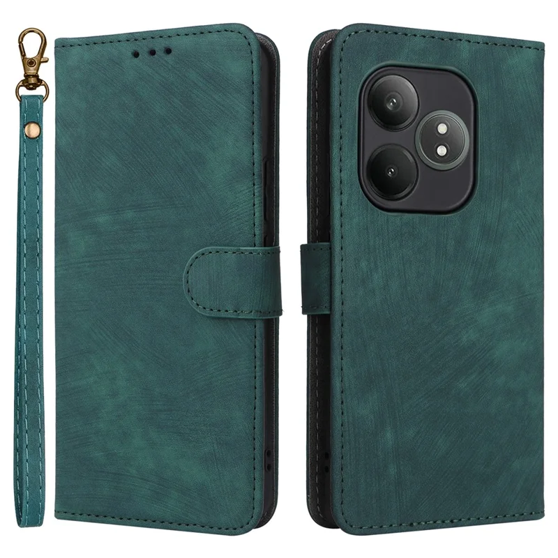 For Realme GT Neo6 SE 5G / Neo6 5G / GT 6 5G / GT 6T 5G Case RFID Blocking Stand Phone Cover with Wrist Strap - Green