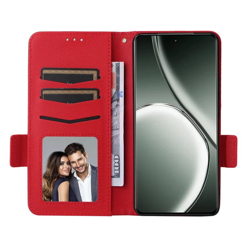 For Realme GT Neo6 SE 5G / Neo6 5G / GT 6 5G / GT 6T 5G Case with Wrist Strap Litchi Texture PU Leather Wallet Phone Cover - Red