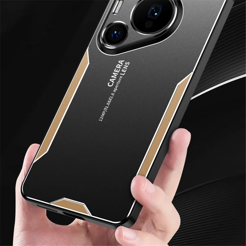 For Huawei Pura 70 Case Aluminum Alloy+PC+TPU Anti-fall Phone Cover - Gold