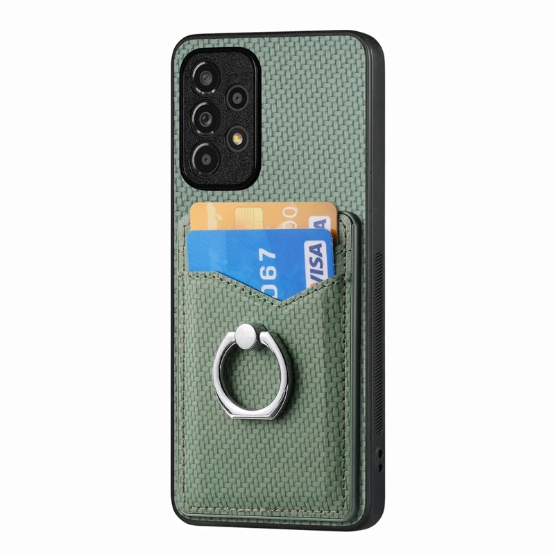 For Samsung Galaxy A13 4G Case Kickstand PU Leather+PC+TPU Phone Shell - Green