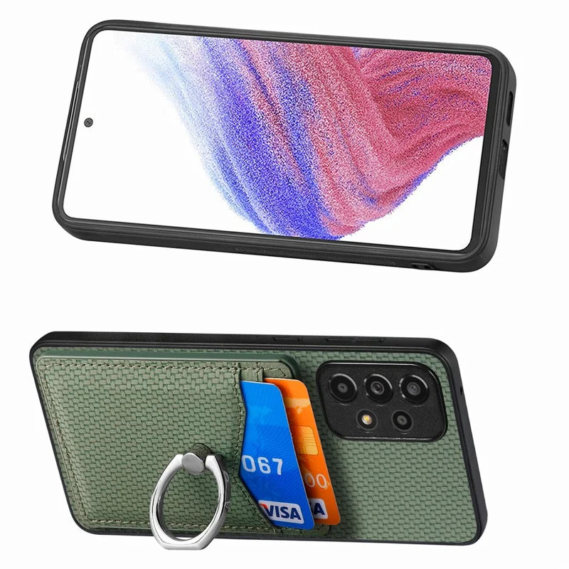 For Samsung Galaxy A13 4G Case Kickstand PU Leather+PC+TPU Phone Shell - Green