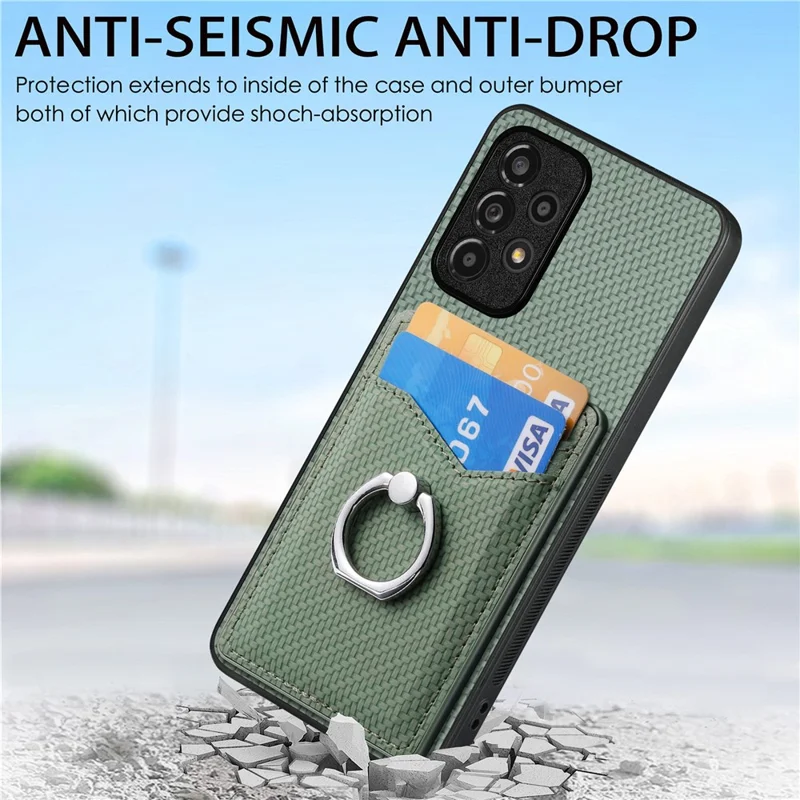 For Samsung Galaxy A13 4G Case Kickstand PU Leather+PC+TPU Phone Shell - Green