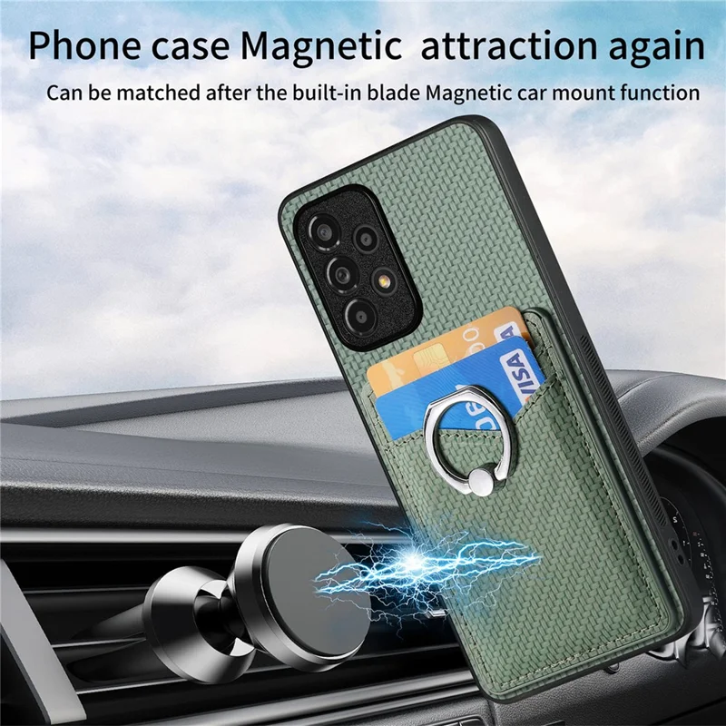 For Samsung Galaxy A13 4G Case Kickstand PU Leather+PC+TPU Phone Shell - Green