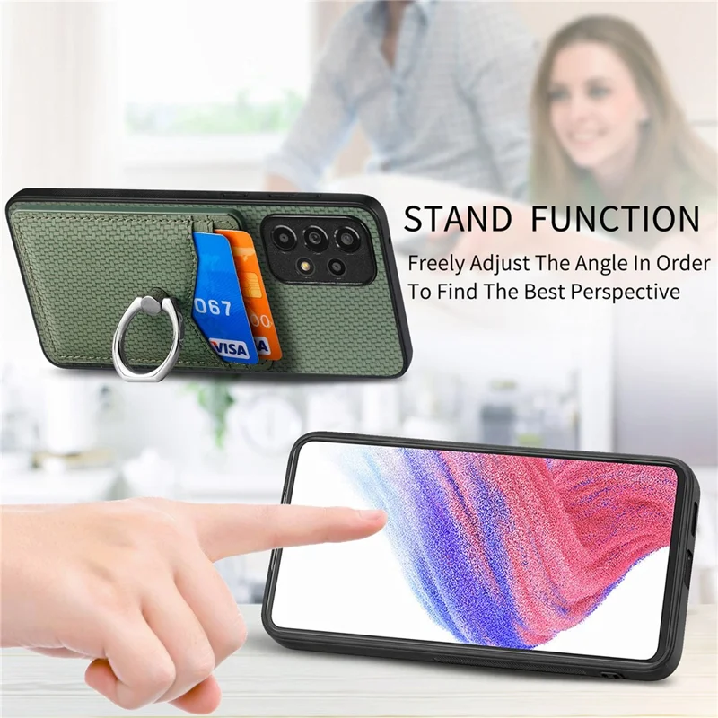 For Samsung Galaxy A13 4G Case Kickstand PU Leather+PC+TPU Phone Shell - Green