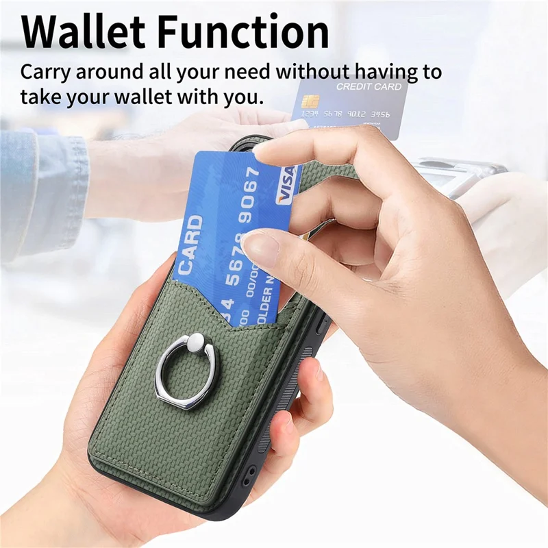 For Samsung Galaxy A13 4G Case Kickstand PU Leather+PC+TPU Phone Shell - Green