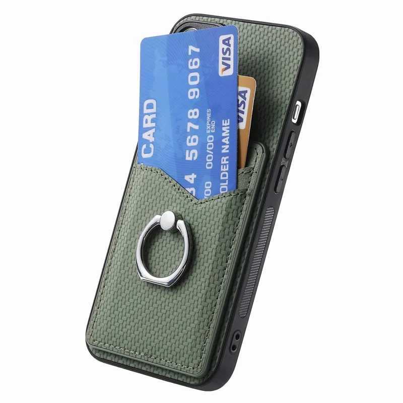 Pour étui Google Pixel 8 Étui en cuir PU avec revêtement PC+TPU avec support anneau et fentes pour cartes - Vert