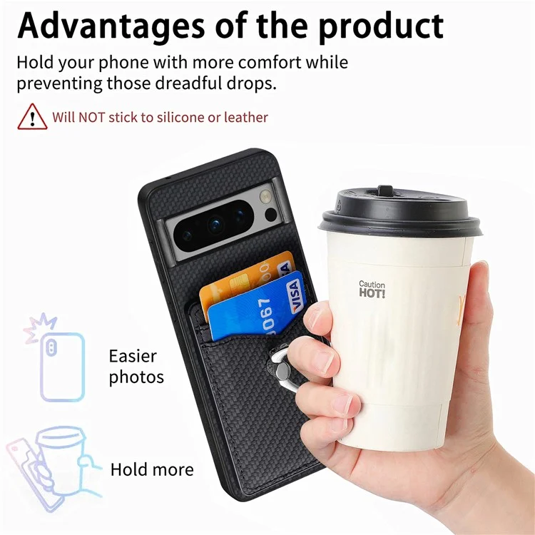 For Google Pixel 8 Pro Kickstand Case Leather Coated PC+TPU Phone Cover Wholesale - Black