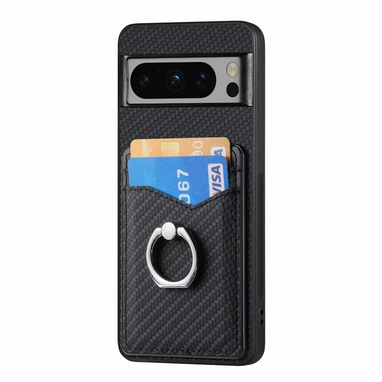 For Google Pixel 8 Pro Kickstand Case Leather Coated PC+TPU Phone Cover Wholesale - Black