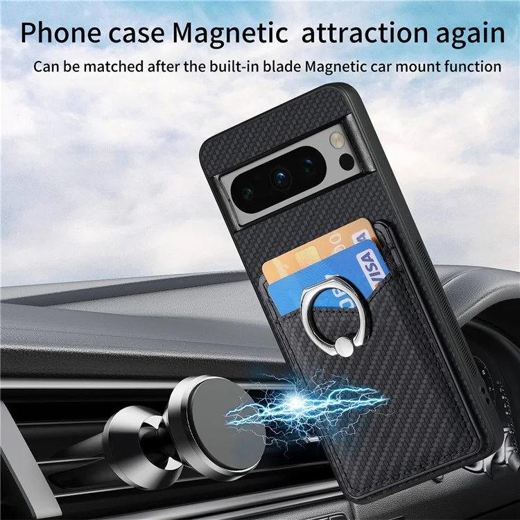 For Google Pixel 8 Pro Kickstand Case Leather Coated PC+TPU Phone Cover Wholesale - Black