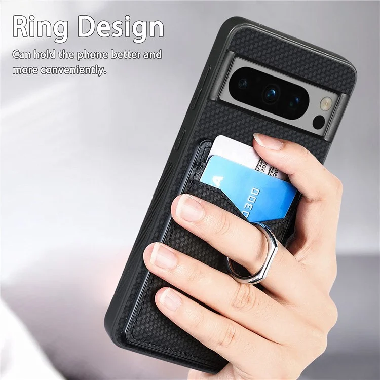 For Google Pixel 8 Pro Kickstand Case Leather Coated PC+TPU Phone Cover Wholesale - Black