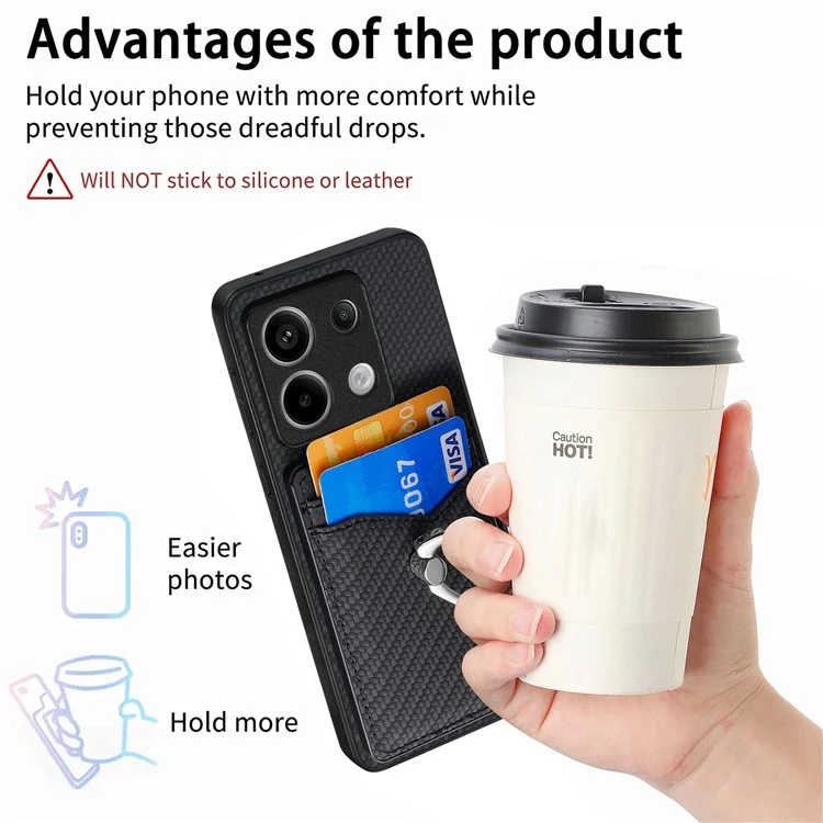 Para Xiaomi Poco X6 5G / Redmi Note 13 Pro 5G Funda de Cuero+PC+TPU con Ranuras para Tarjetas - Negro