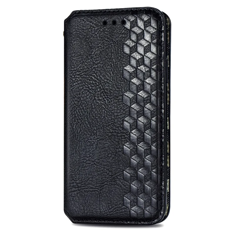 For Samsung Galaxy Xcover7 PU Leather Case Rhombus Imprint Wallet Stand Phone Cover - Black