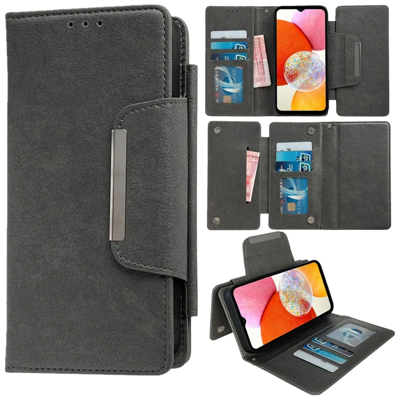 For Samsung Galaxy A23 4G / A23 5G (Global Version) Case PU Leather Magnetic Detachable Shockproof Cover - Grey