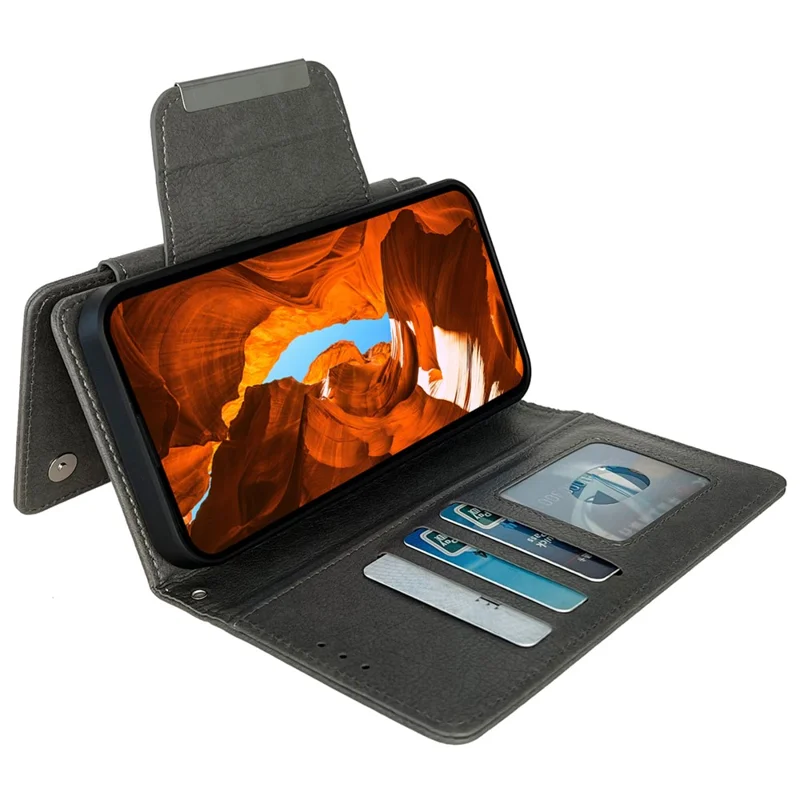 For Samsung Galaxy A23 4G / A23 5G (Global Version) Case PU Leather Magnetic Detachable Shockproof Cover - Grey