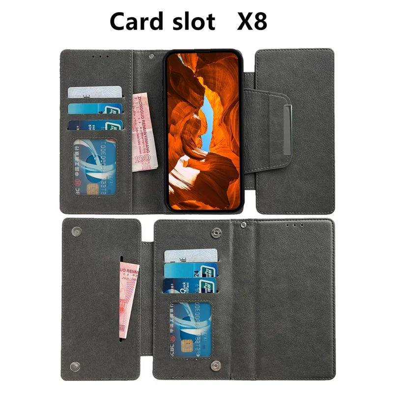 For Samsung Galaxy A23 4G / A23 5G (Global Version) Case PU Leather Magnetic Detachable Shockproof Cover - Grey