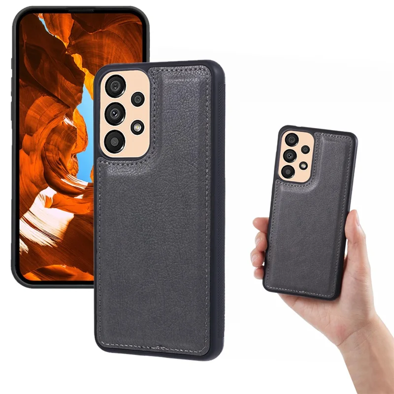 For Samsung Galaxy A23 4G / A23 5G (Global Version) Case PU Leather Magnetic Detachable Shockproof Cover - Grey