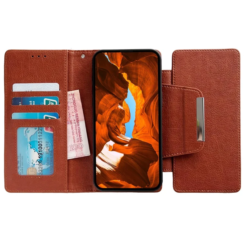 For Samsung Galaxy A23 4G / A23 5G (Global Version) Case PU Leather Magnetic Detachable Shockproof Cover - Brown
