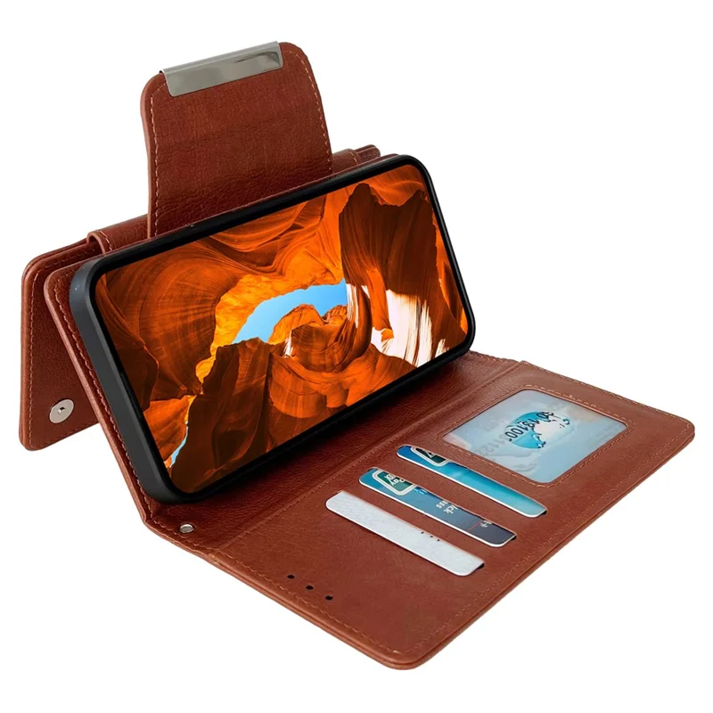 For Samsung Galaxy A23 4G / A23 5G (Global Version) Case PU Leather Magnetic Detachable Shockproof Cover - Brown