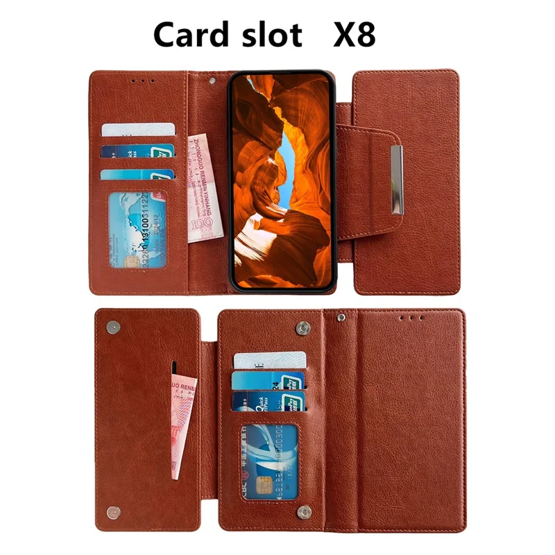 For Samsung Galaxy A23 4G / A23 5G (Global Version) Case PU Leather Magnetic Detachable Shockproof Cover - Brown