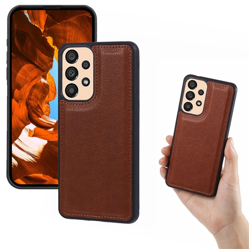 For Samsung Galaxy A23 4G / A23 5G (Global Version) Case PU Leather Magnetic Detachable Shockproof Cover - Brown