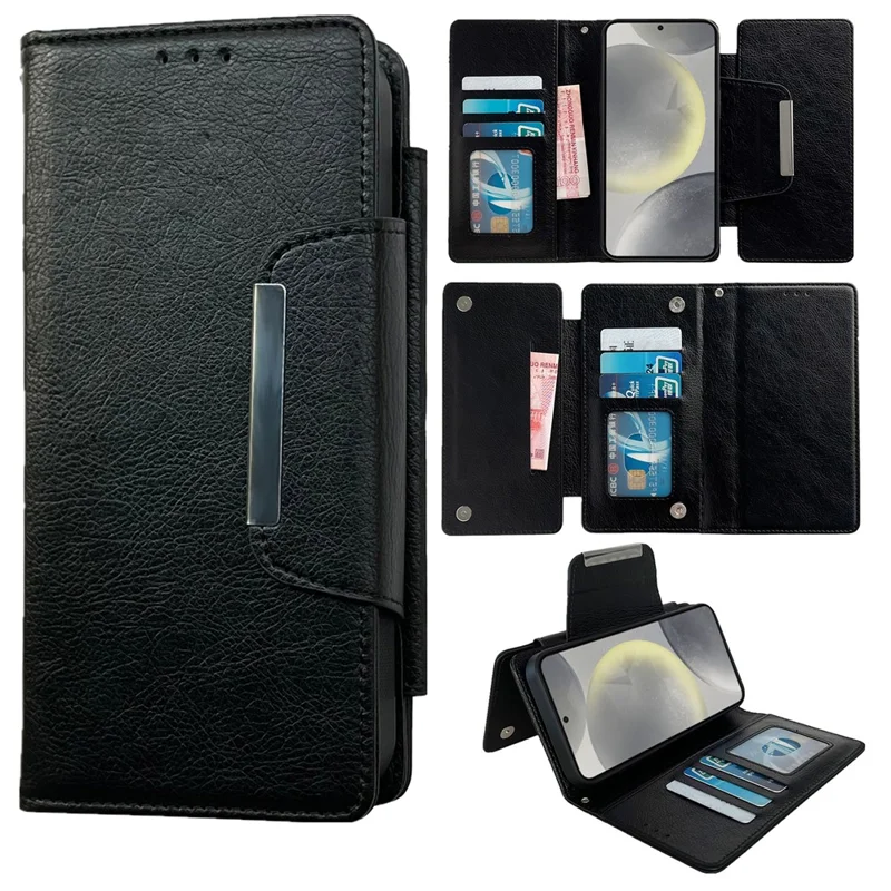 For Samsung Galaxy S22+ 5G Case Detachable 2-in-1 Leather Drop-Proof Stand Phone Cover - Black