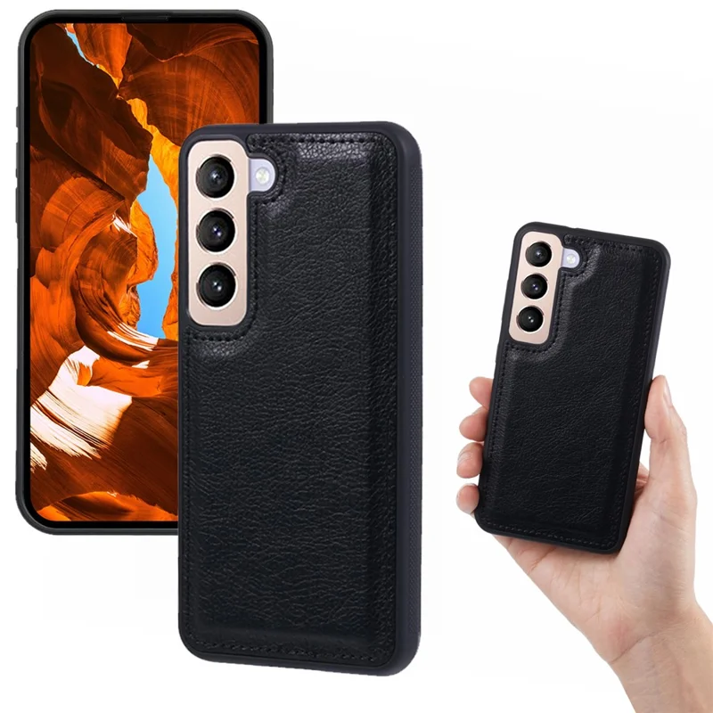 For Samsung Galaxy S22+ 5G Case Detachable 2-in-1 Leather Drop-Proof Stand Phone Cover - Black