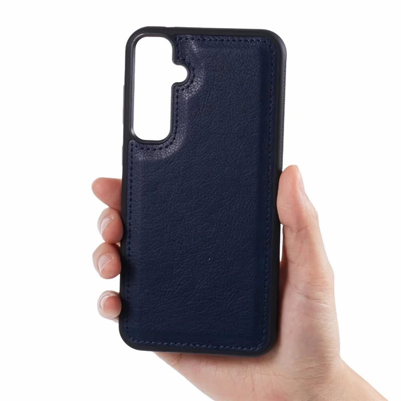 For Samsung Galaxy A54 5G Case Calf Texture PU Leather Anti-Fingerprint Back Phone Cover - Sapphire
