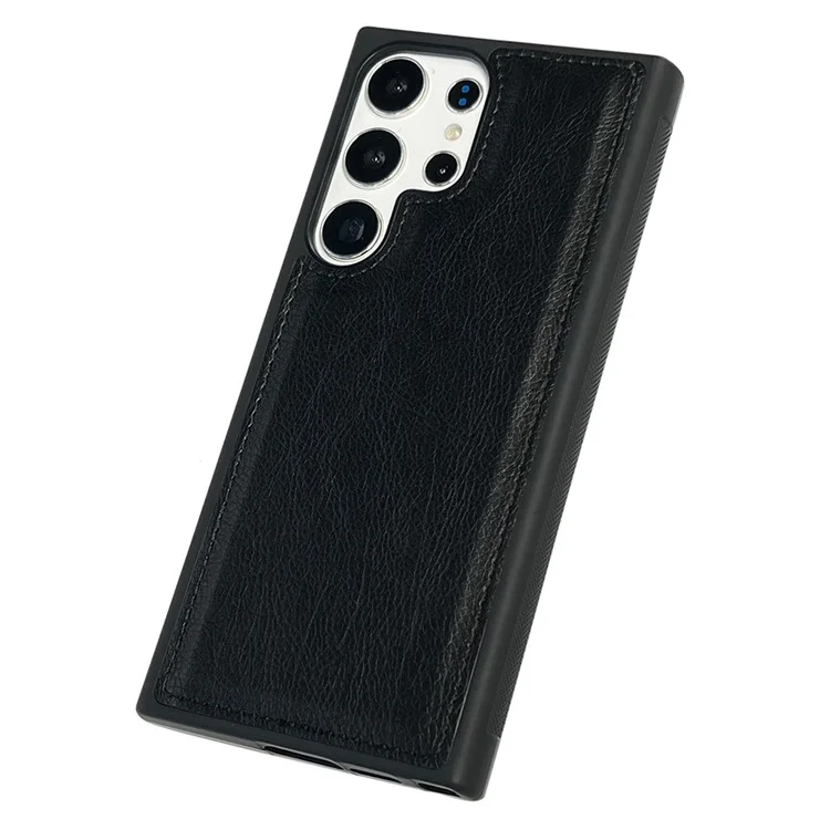 Para Samsung Galaxy S22 Ultra 5G Wholesale Phone Cases Capa de Telefone Slim-Fit de Couro PU Revestido de TPU - Preto