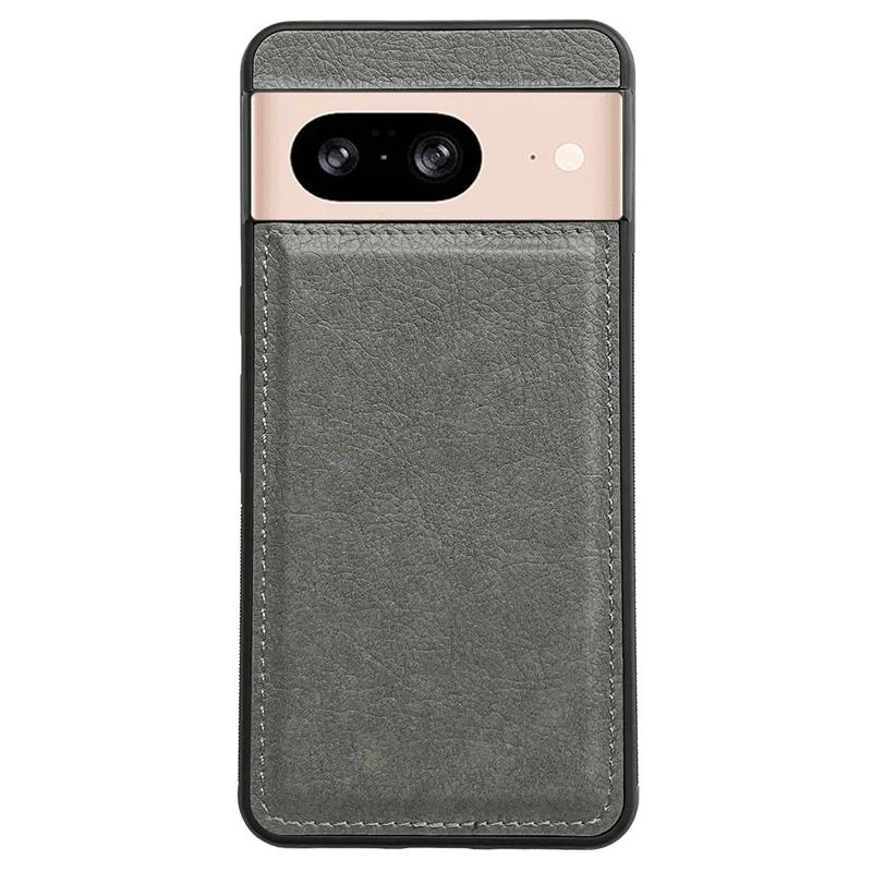For Google Pixel 8 Back Case Calf Texture Leather Coated TPU Mobile Phone Cover - Grey