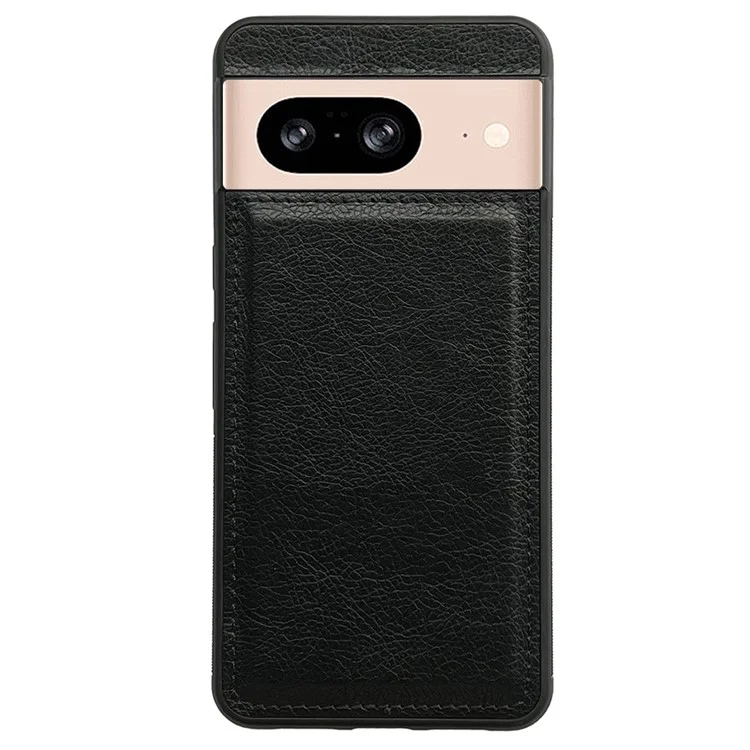 Чехол для Google Pixel 9 / Pixel 9 Pro, кожа с текстурой теленка, покрытая ТПУ, тонкий задний чехол - черный