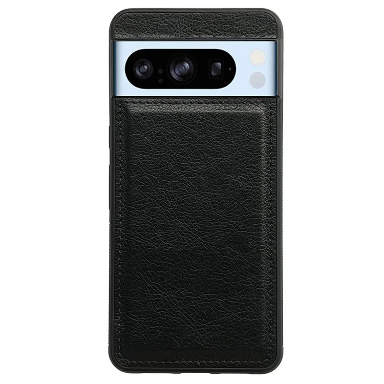 Para Google Pixel 9 Pro XL Case Calf Texture Leather Coated TPU Protective Phone Cover - Preto