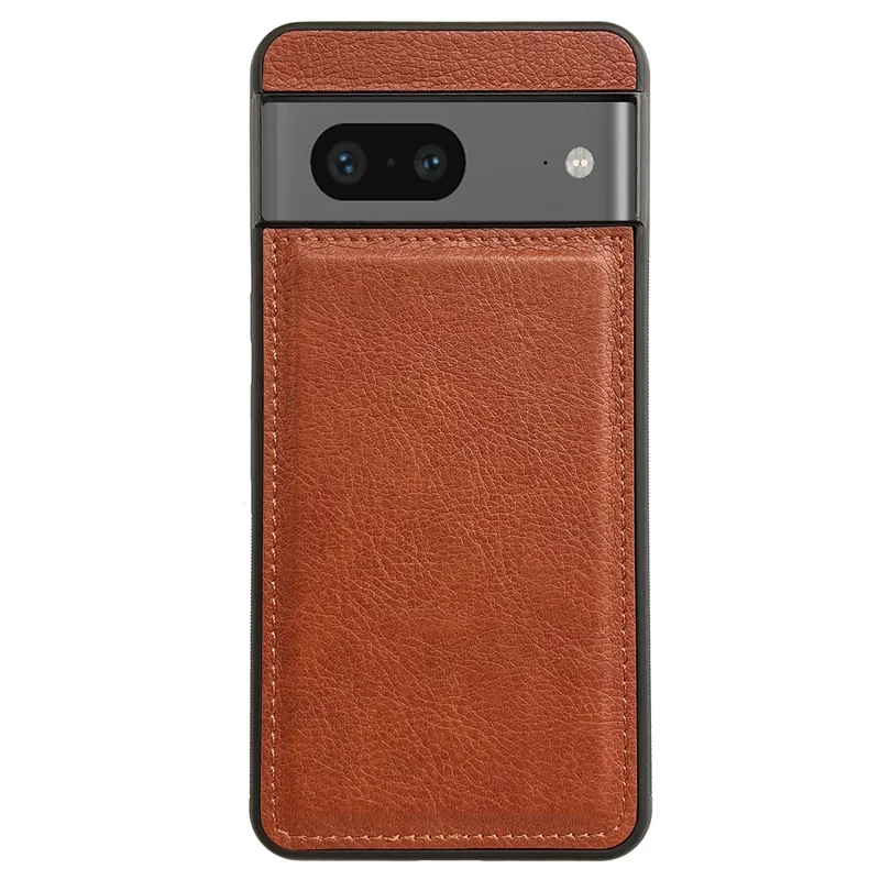For Google Pixel 7 5G Protective Case Calf Texture Leather+TPU Phone Cover - Brown