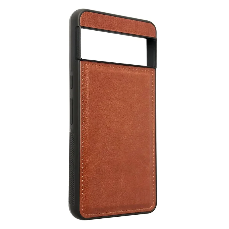 For Google Pixel 7 5G Protective Case Calf Texture Leather+TPU Phone Cover - Brown