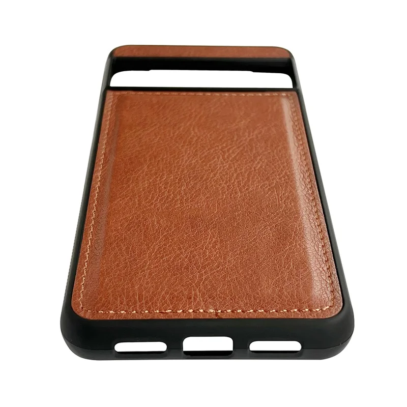 For Google Pixel 7 5G Protective Case Calf Texture Leather+TPU Phone Cover - Brown