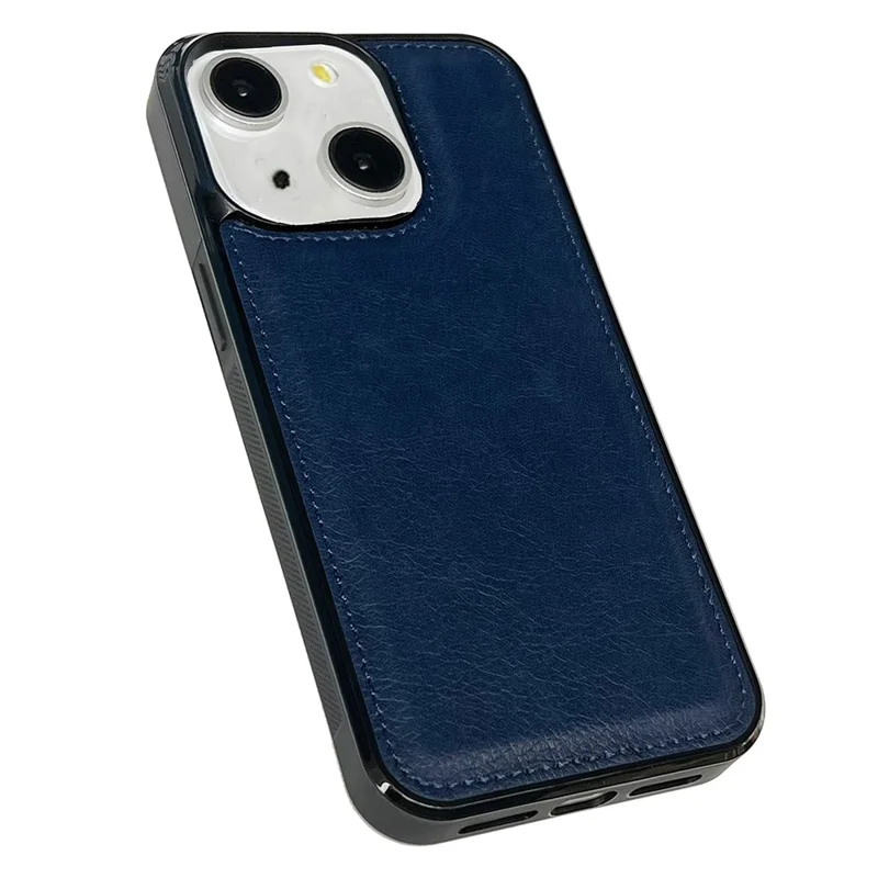 For iPhone 14 Plus Case Calf Texture PU Leather Slim Phone Back Protector - Sapphire