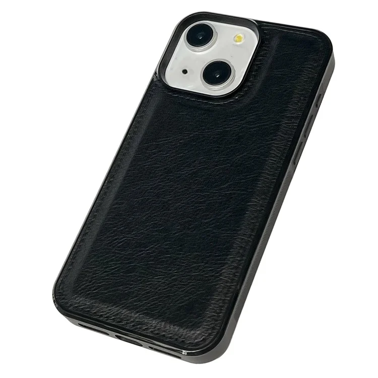 For iPhone 14 Case PU Leather+TPU Back Phone Cover Mobile Spares Wholesale - Black