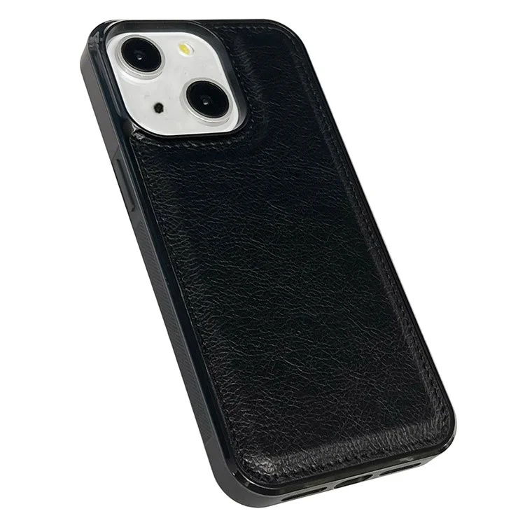 For iPhone 14 Case PU Leather+TPU Back Phone Cover Mobile Spares Wholesale - Black