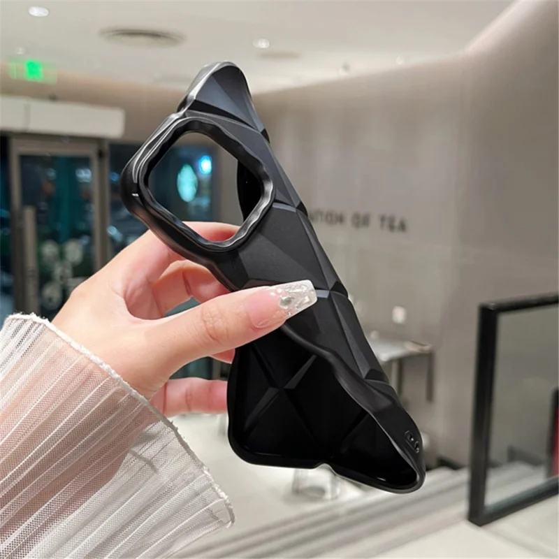 For iPhone 14 Pro Skin-touch Case Rhombus Grid Soft TPU Phone Cover - White