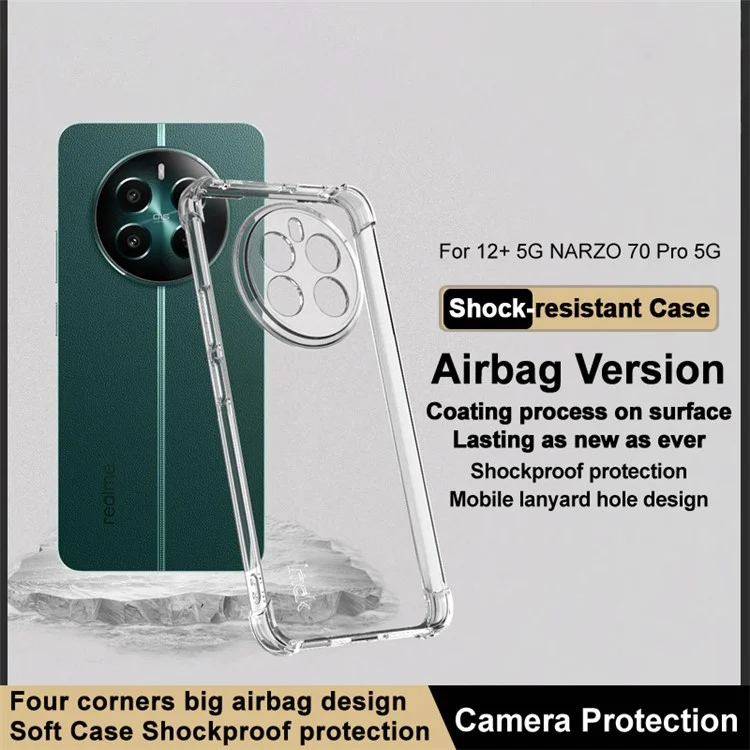 IMAK For Realme 12 4G / 12+ 5G / Narzo 70 Pro 5G Case Drop-Proof Air Bag TPU Clear Cell Phone Back Cover