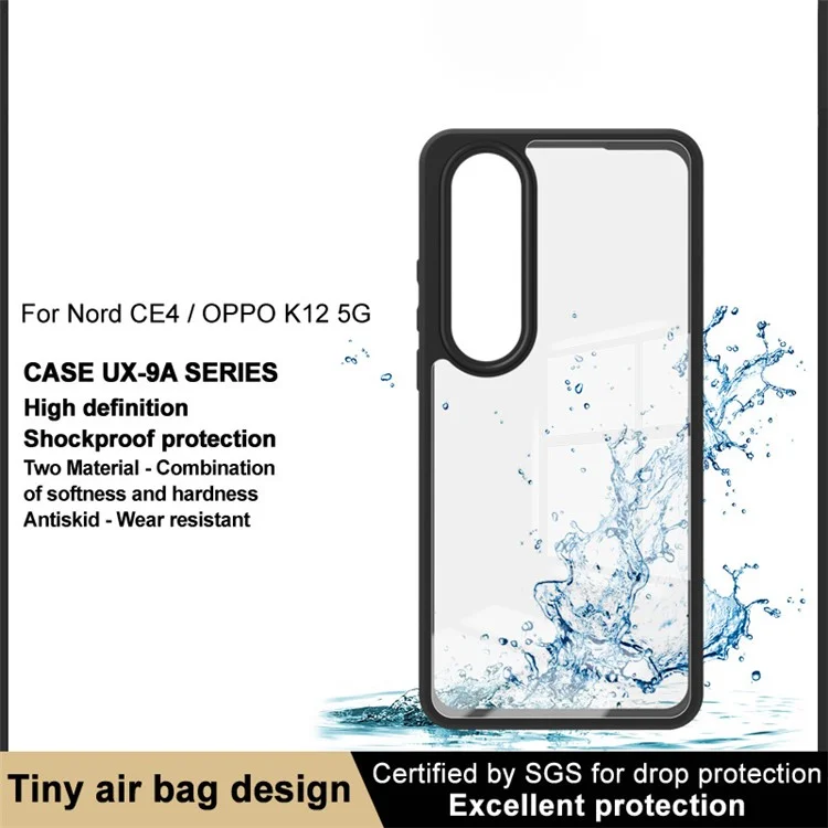 IMAK UX-9A Series para OnePlus Nord CE4 5G / Oppo K12 Capa Transparente TPU+PC Anti-poeira