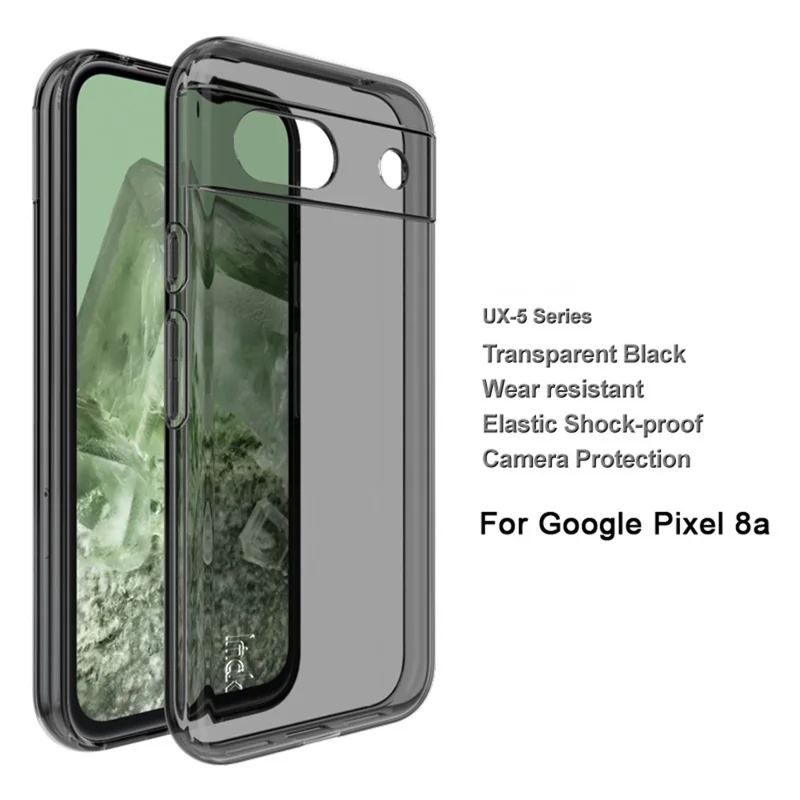IMAK UX-5 Series For Google Pixel 8a Case Anti-Scratch TPU Phone Cover - Transparent Black
