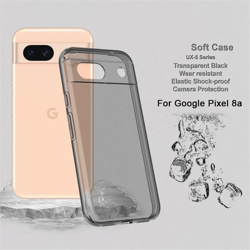 IMAK UX-5 Series For Google Pixel 8a Case Anti-Scratch TPU Phone Cover - Transparent Black