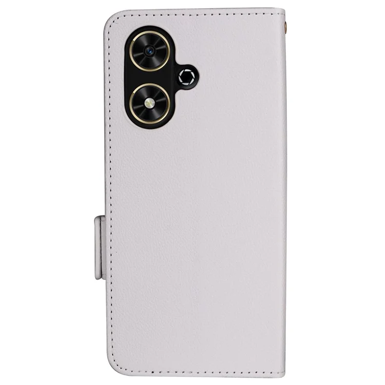 Para Honor Play 50 / Play 50m Capa de celular de couro PU com alça de mão, textura de lichia - Branco 