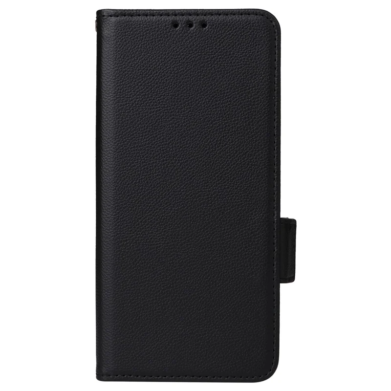 For TCL 501 T433D Case with Wrist Strap Litchi Texture PU Leather Wallet Phone Cover - Black
