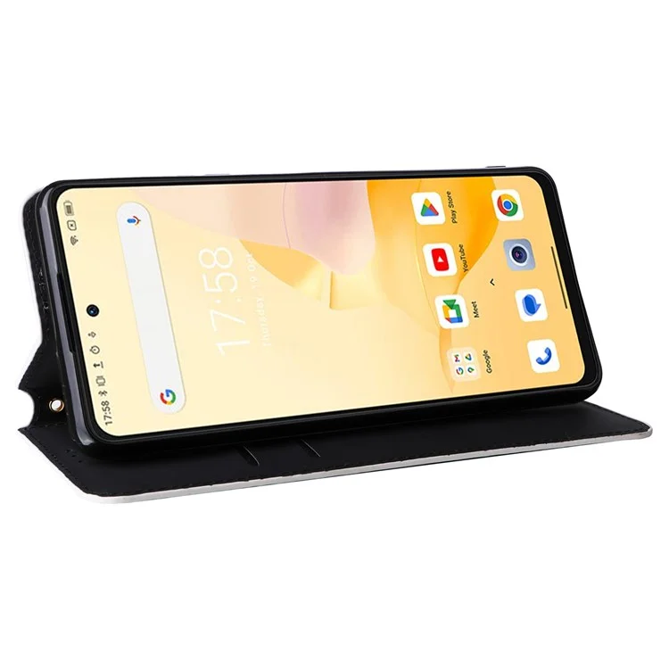 For Blackview Shark 8 / Oscal Tiger 12 Leather Case Rhombus Wallet Stand Flip Phone Cover - Silver