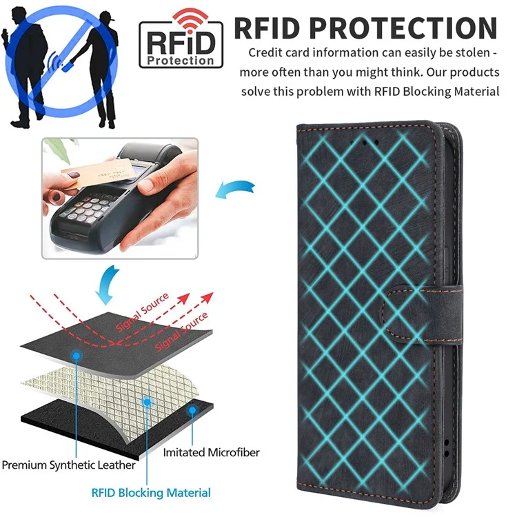 For Cubot X70 Case RFID Blocking Wallet Leather Cover Mobile Accessories Wholesale Supplier - Black