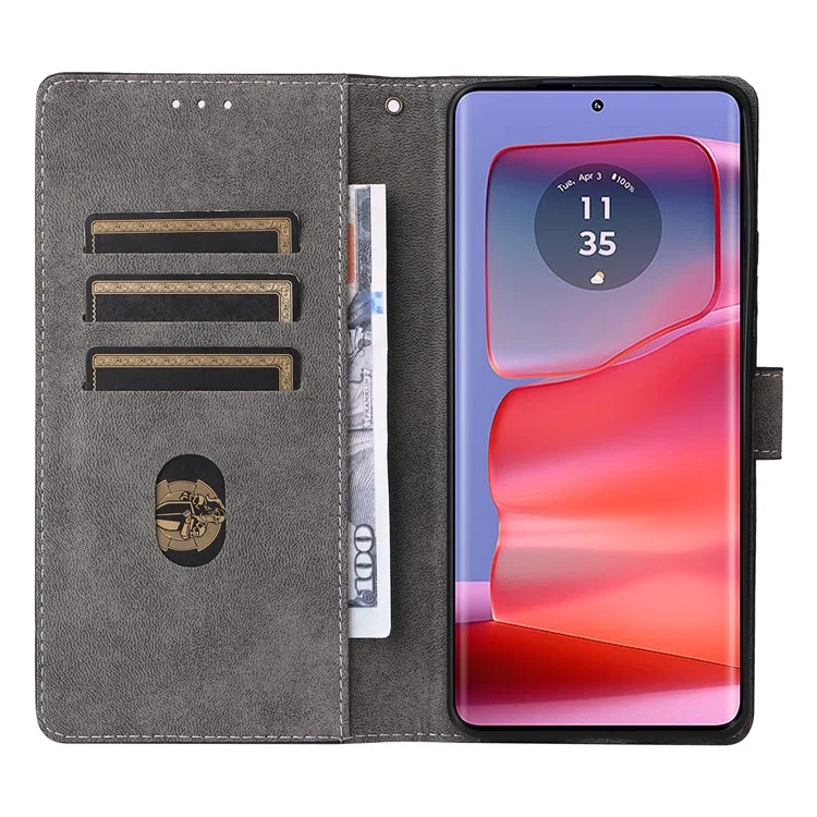 Für Motorola Edge 50s Pro 5G / Edge 50 Pro 5G / Edge 50 5G Hülle RFID-blockierender Leder-Flip-Magnetschutz für Mobiltelefone mit Handgelenkband - Schwarz