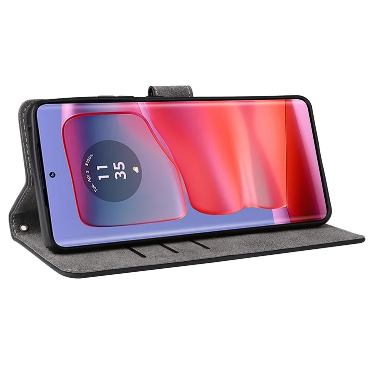 Für Motorola Edge 50s Pro 5G / Edge 50 Pro 5G / Edge 50 5G Hülle RFID-blockierender Leder-Flip-Magnetschutz für Mobiltelefone mit Handgelenkband - Schwarz