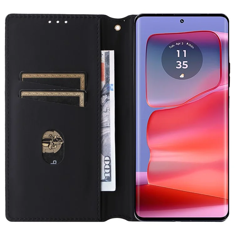 Für Motorola Edge 50s Pro 5G / Edge 50 Pro 5G / Edge 50 5G Brieftaschencase mit magnetischem Verschluss, Rhombus-Ledertelefonhülle - Silber